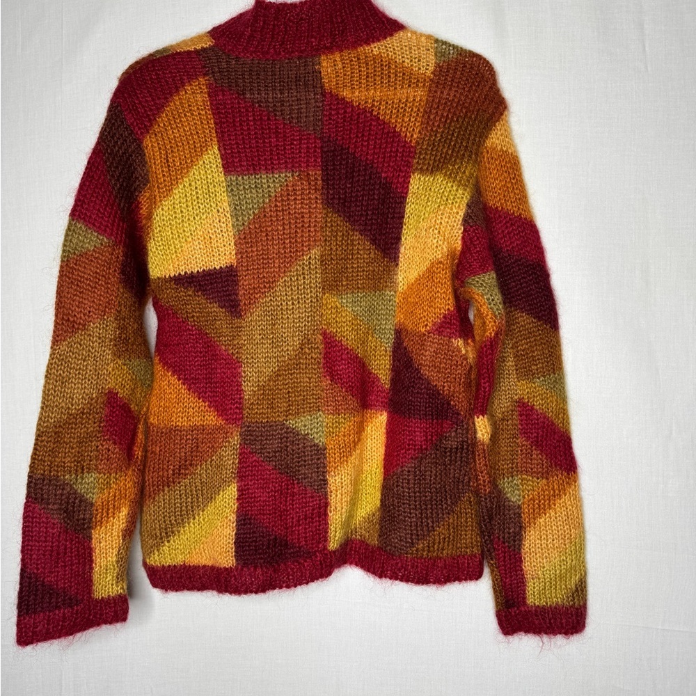 Talbots Vintage Women Front Button Sweater Cardigan Mohair Geometric Boho Unique - Picture 7 of 9